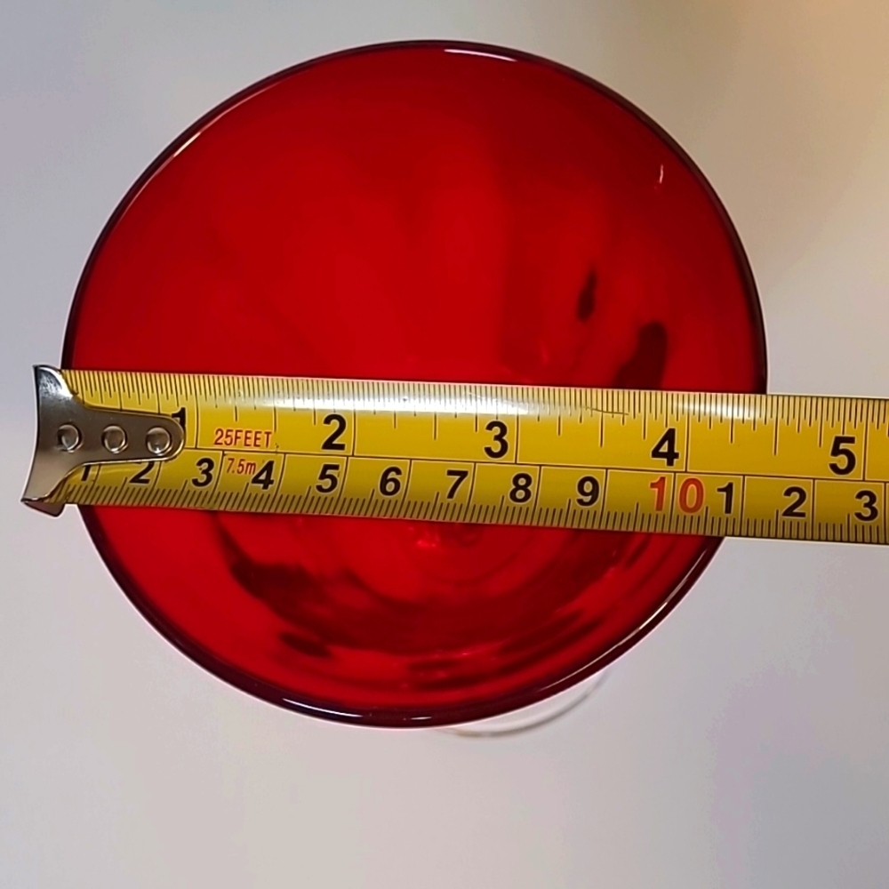 One hand blown ruby red goblet. - Picture 4 of 5